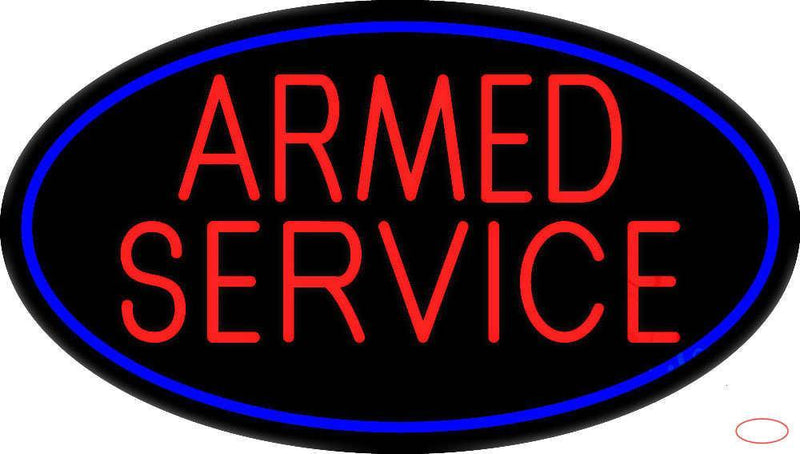 Armed Service With Blue Round Handmade Art Neon Sign