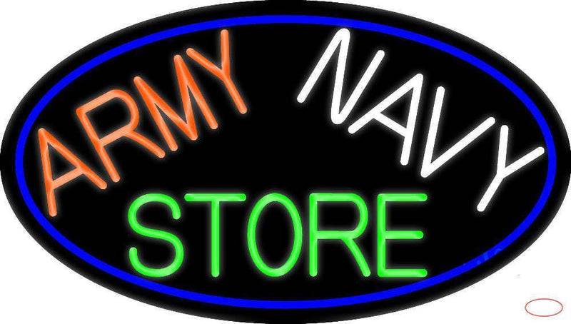 Army Navy Store With Blue Border Handmade Art Neon Sign