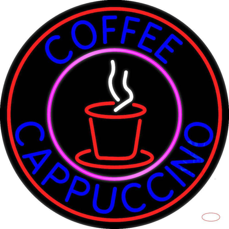 Blue Coffee Cappuccino With Red Circle Real Neon Glass Tube Neon Sign