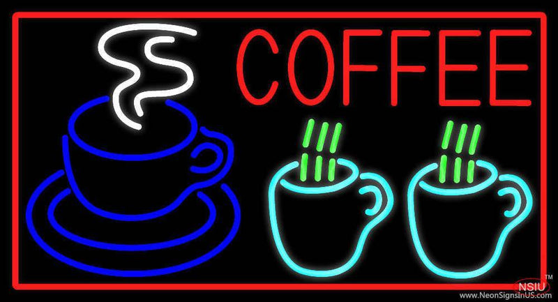 Red Coffee With Cup Real Neon Glass Tube Neon Sign