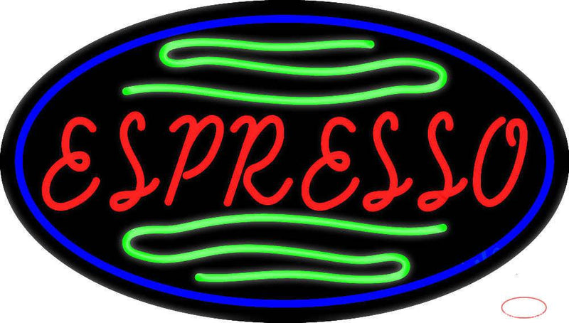 Red Espresso With Green Lines Real Neon Glass Tube Neon Sign