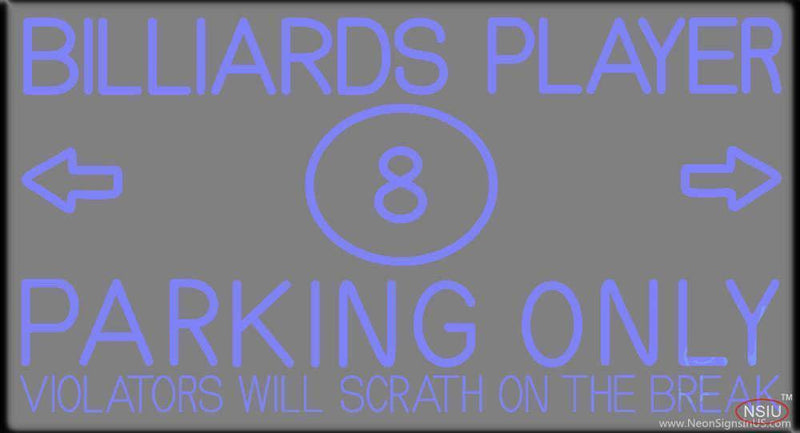 Billiards Player Parking Only Real Neon Glass Tube Neon Sign