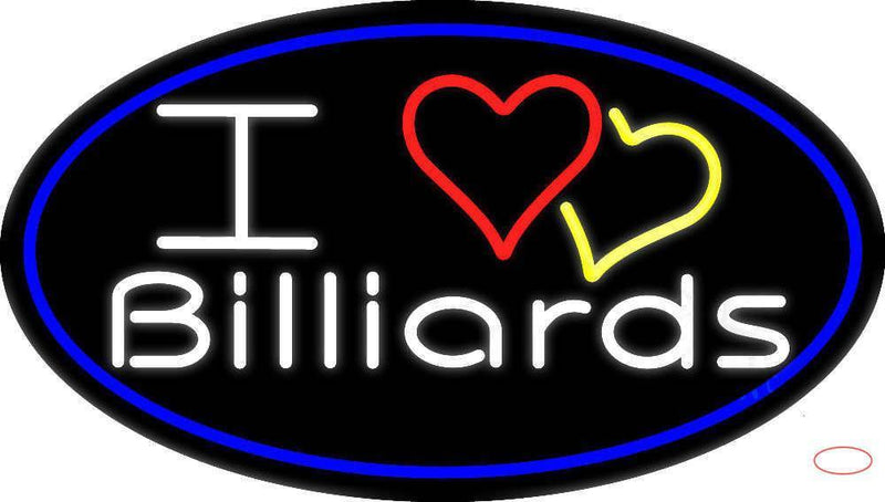 I Love Billiards  Handmade Art Neon Sign