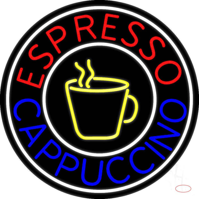 Round Cappuccino Espresso Real Neon Glass Tube Neon Sign