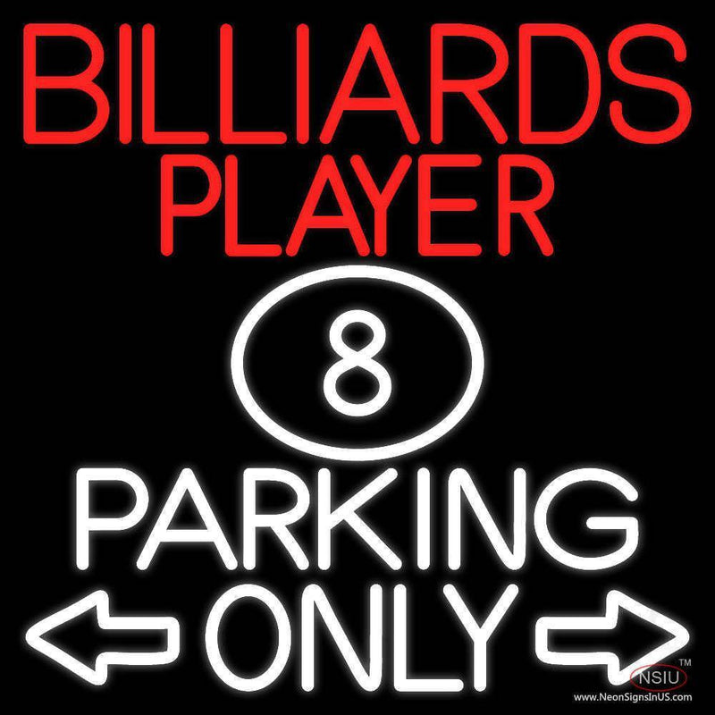 Billiards Player Parking Only Real Neon Glass Tube Neon Sign