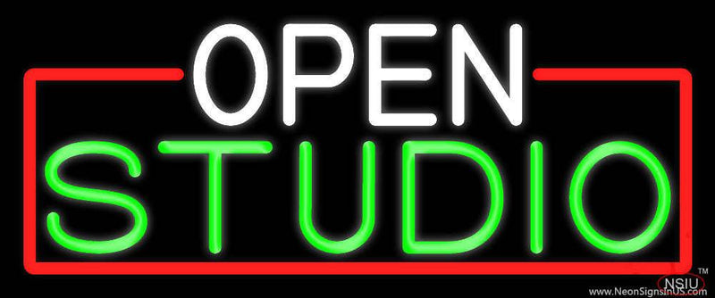 Open Studio With Red Border Real Neon Glass Tube Neon Sign
