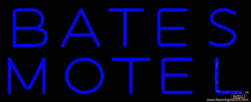Blue Bates Motel Handmade Art Neon Sign