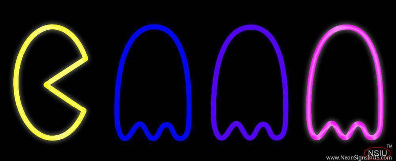 Pac Man Ghosts Handmade Art Neon Sign