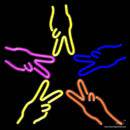 Hands Peace Real Neon Glass Tube Neon Sign