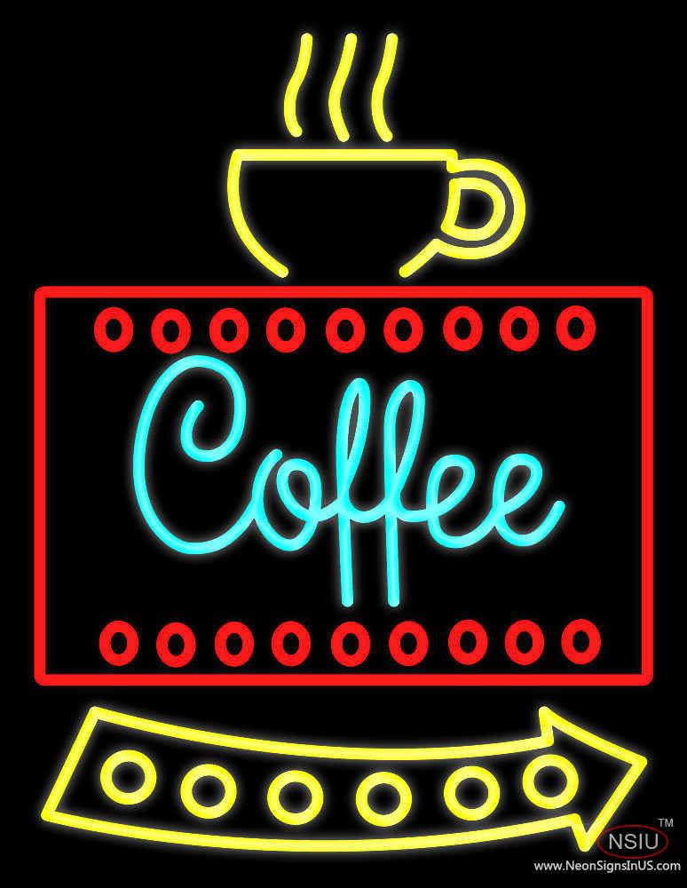 Coffee Sign With Cup Real Neon Glass Tube Neon Sign