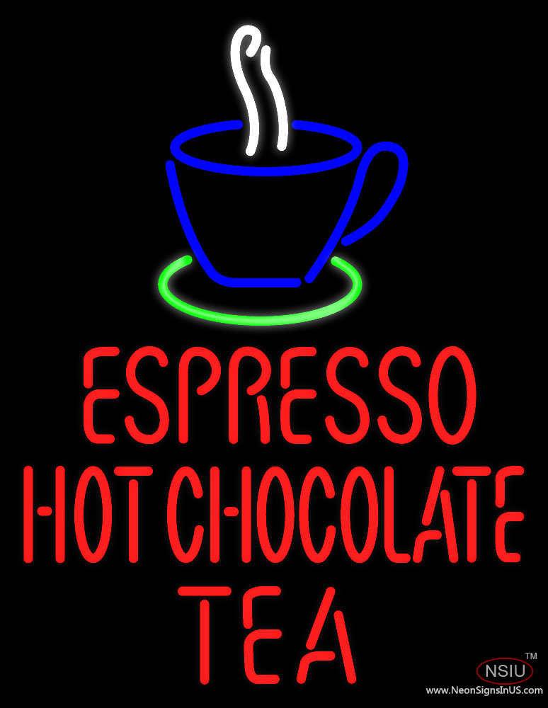 Espresso Hot Chocolate Tea Cup Real Neon Glass Tube Neon Sign