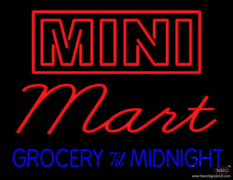 Mini Mart Groceries Till Midnight Handmade Art Neon Sign