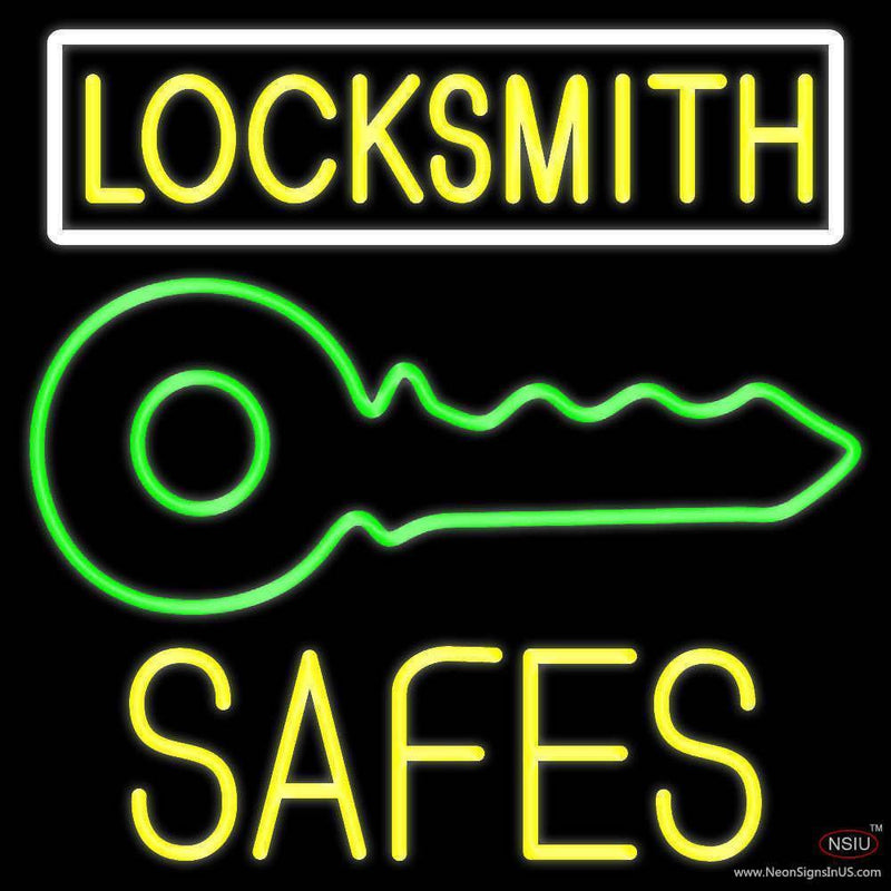 Locksmith Safes Key Logo Handmade Art Neon Sign