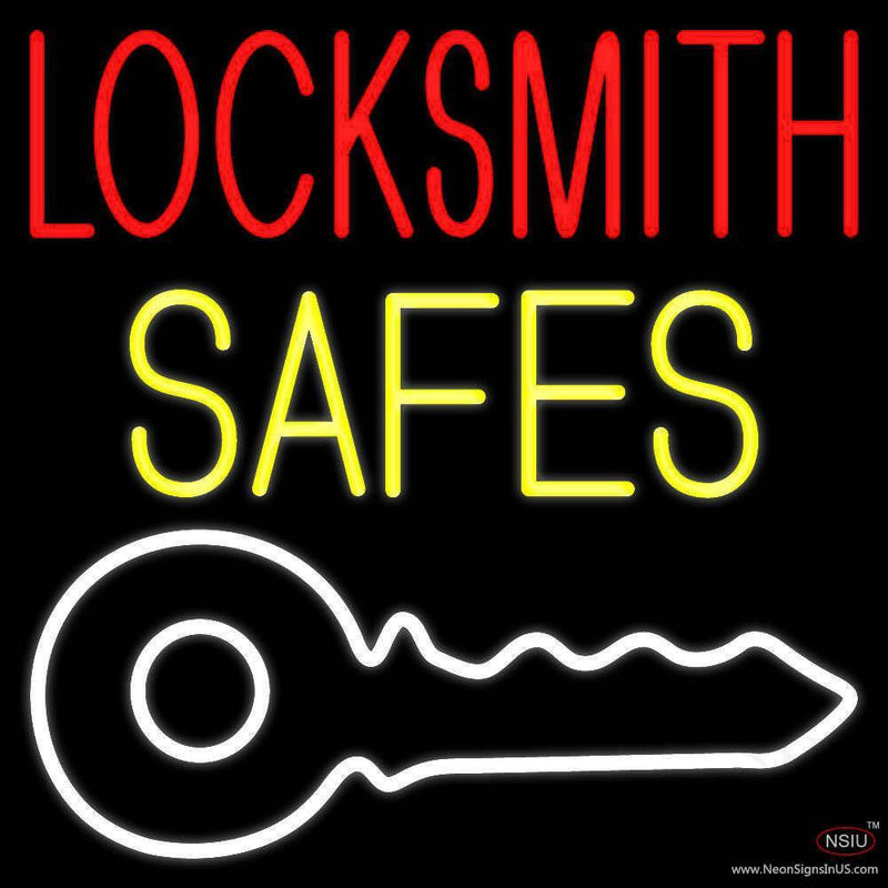 Locksmith Safes Key Logo  Handmade Art Neon Sign