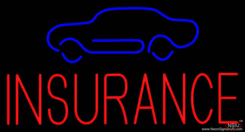Red Insurance with Blue Car Real Neon Glass Tube Neon Sign