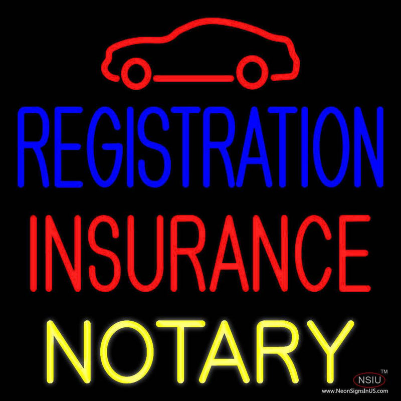 Registration Insurance Notary with Car Logo Real Neon Glass Tube Neon Sign