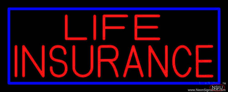 Life Insurance Block Blue Border Real Neon Glass Tube Neon Sign