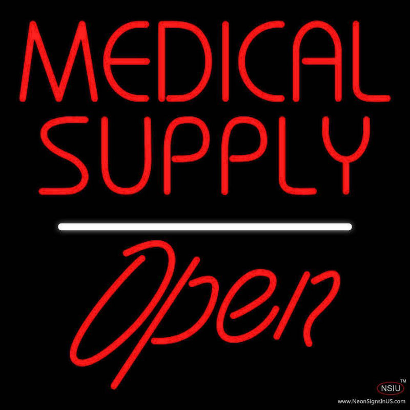 Medical Supply Script Open White Line Handmade Art Neon Sign