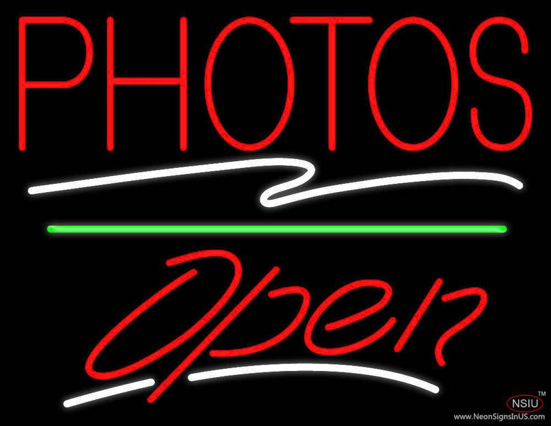 Red Photos Block With Open  Real Neon Glass Tube Neon Sign