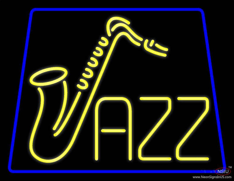 Yellow Jazz With Saxophone  Real Neon Glass Tube Neon Sign