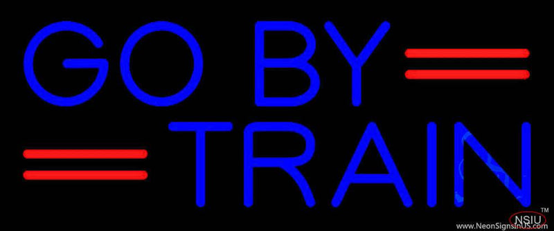 Blue Go By Train Real Neon Glass Tube Neon Sign
