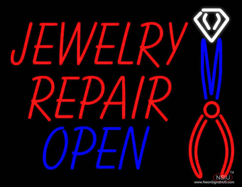Red Jewelry Repair Blue Open Block Real Neon Glass Tube Neon Sign