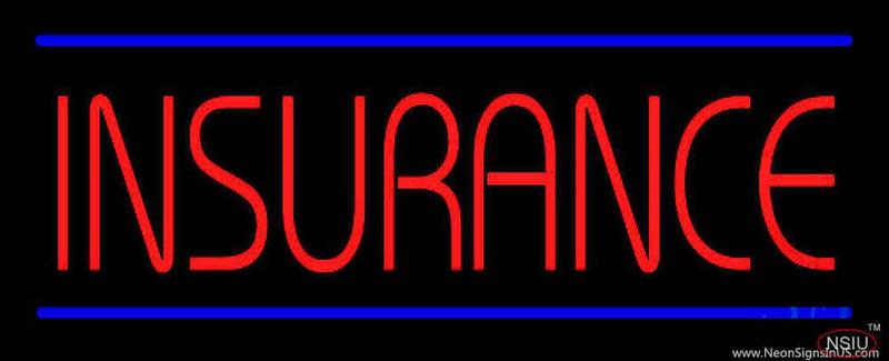 Red Insurance Blue Lines Real Neon Glass Tube Neon Sign