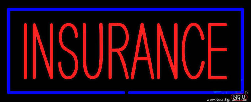 Red Insurance Blue Border Real Neon Glass Tube Neon Sign