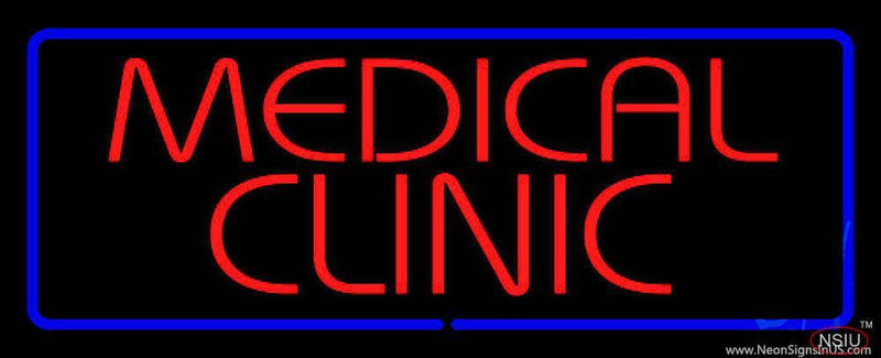 Red Medical Clinic Blue Border Handmade Art Neon Sign