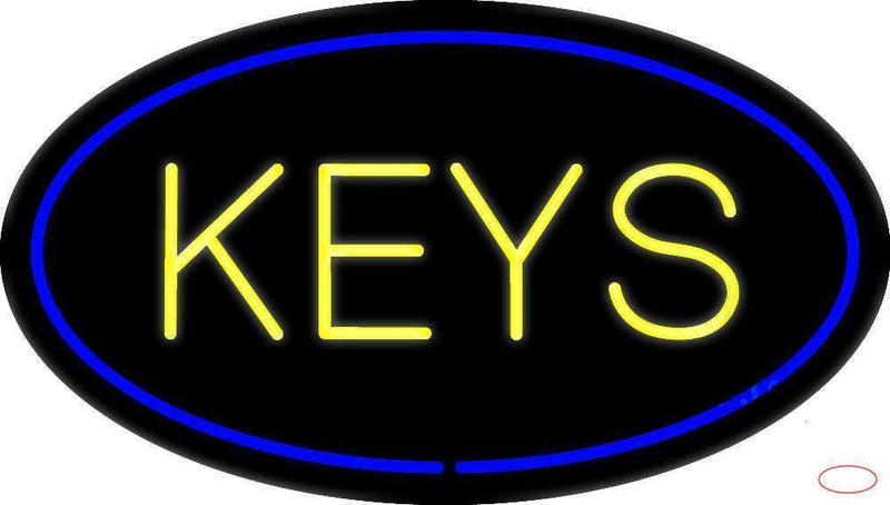 Keys Oval Blue Handmade Art Neon Sign