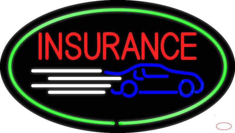 Red Insurance Oval Green Real Neon Glass Tube Neon Sign