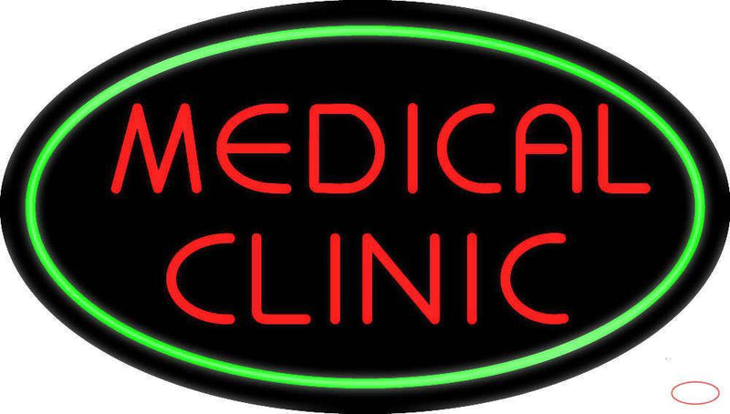 Red Medical Clinic Oval Green Handmade Art Neon Sign