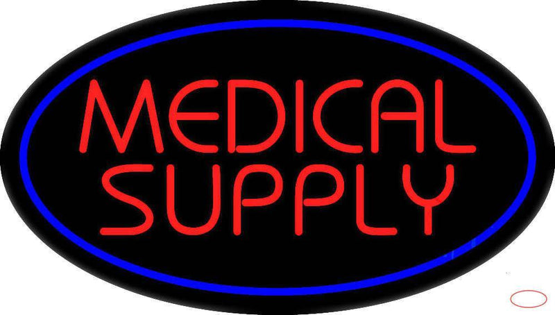 Red Medical Supply Oval Blue Handmade Art Neon Sign