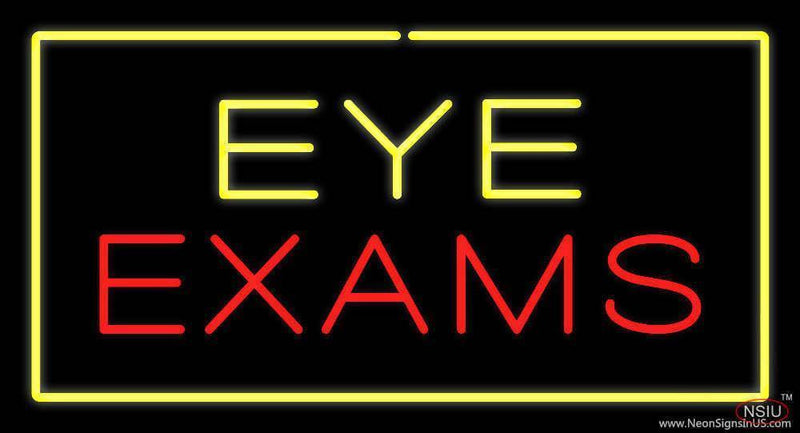 Eye Exam with Yellow Border Handmade Art Neon Sign