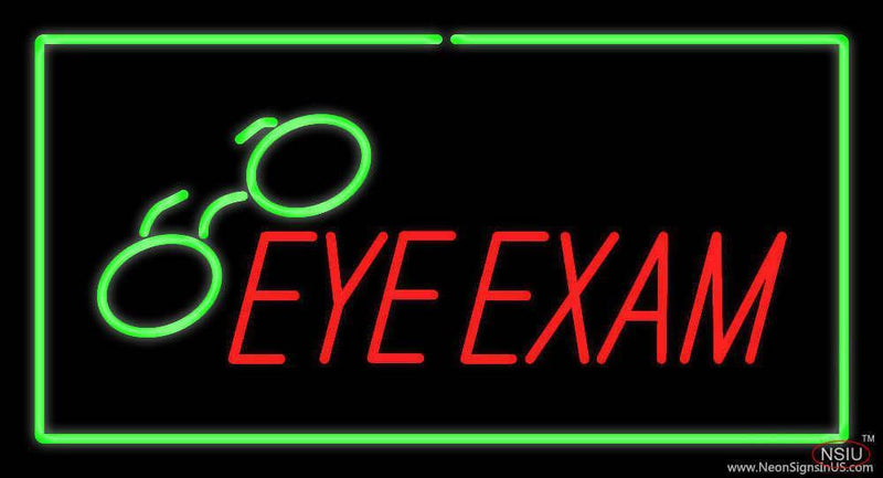 Eye Exam with Green Border Handmade Art Neon Sign