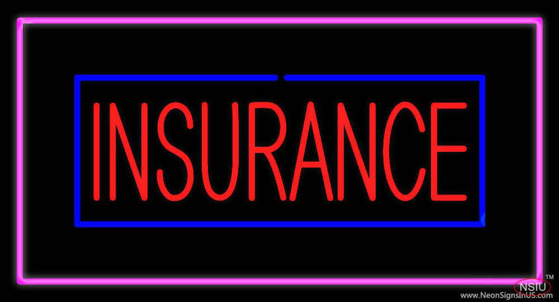 Red Insurance Blue and Pink Border Real Neon Glass Tube Neon Sign