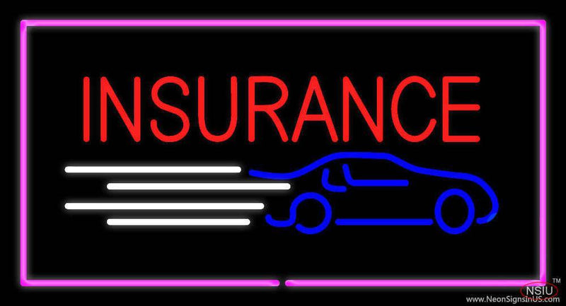 Insurance Car Logo Pink Border Real Neon Glass Tube Neon Sign