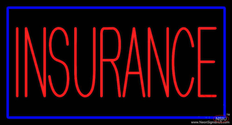 Red Insurance with Blue Border Real Neon Glass Tube Neon Sign