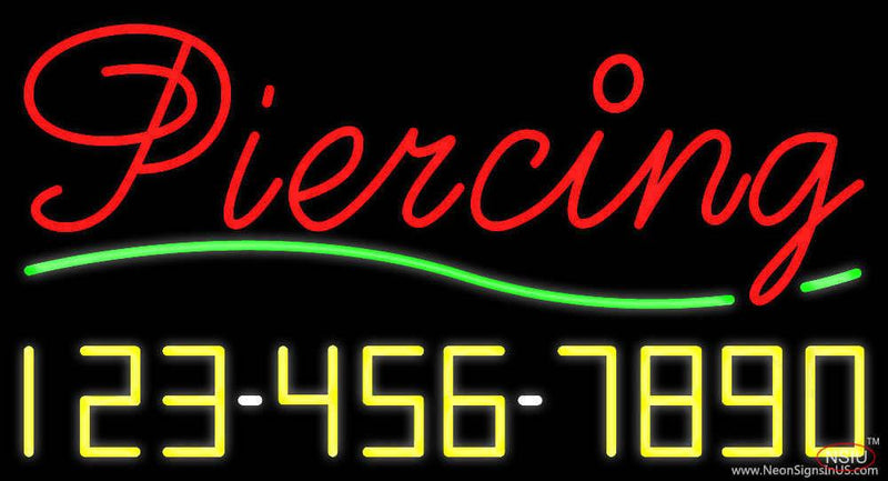 Cursive Piercing with Phone Number Real Neon Glass Tube Neon Sign