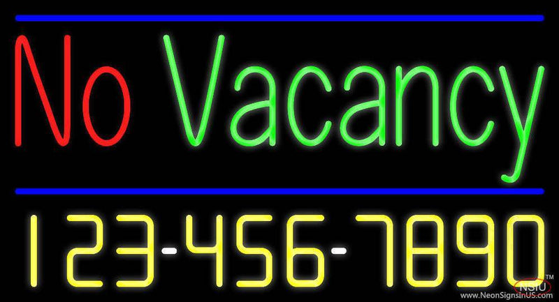 No Vacancy Real Neon Glass Tube Neon Sign with Phone Number
