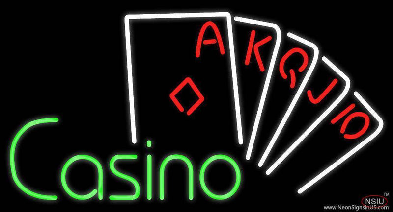 Casino with Cards Handmade Art Neon Sign