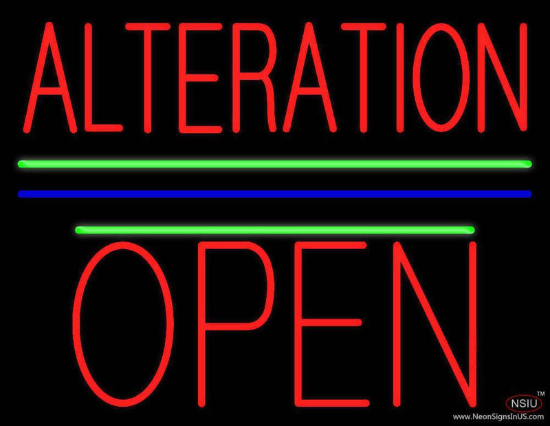 Alteration Block Open Green Line Real Neon Glass Tube Neon Sign
