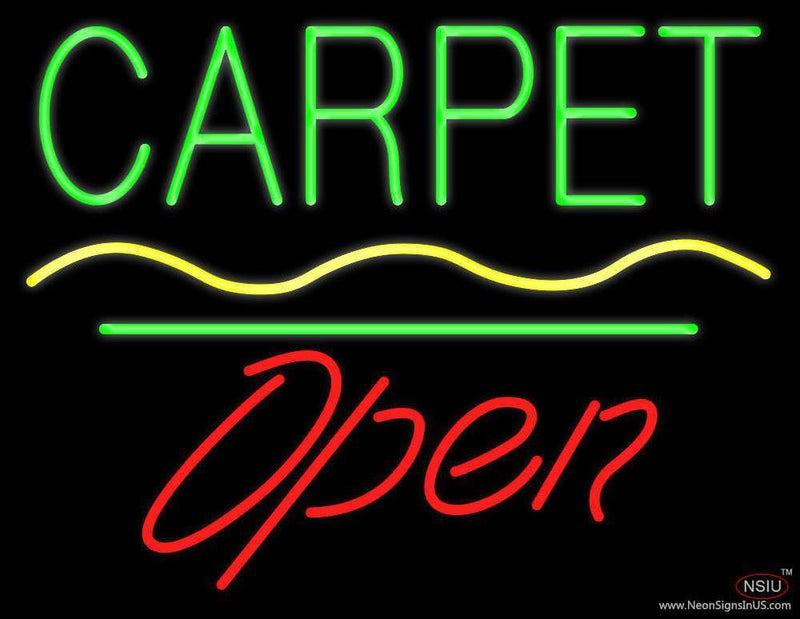Carpet Script Open White Line Handmade Art Neon Sign