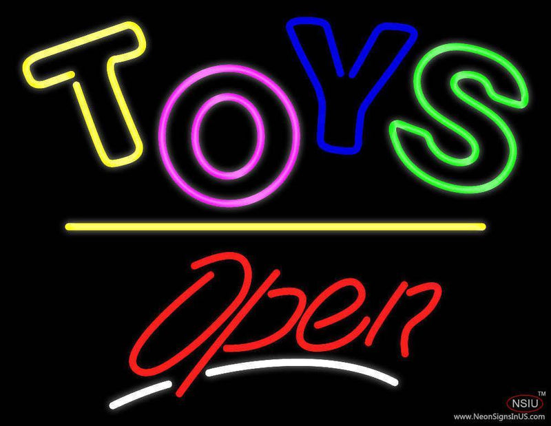 Toys Open Yellow Line Handmade Art Neon Sign