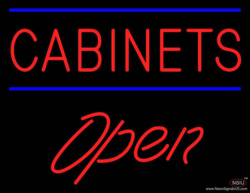 Cabinets Script Open Handmade Art Neon Sign