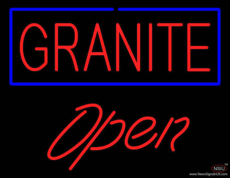 Granite Script Open Handmade Art Neon Sign