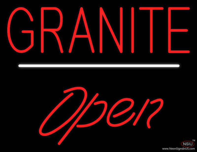 Granite Script Open White Line Handmade Art Neon Sign