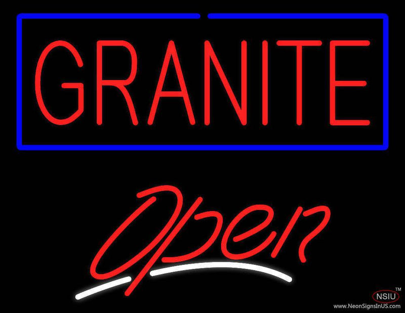 Granite Script Open Handmade Art Neon Sign
