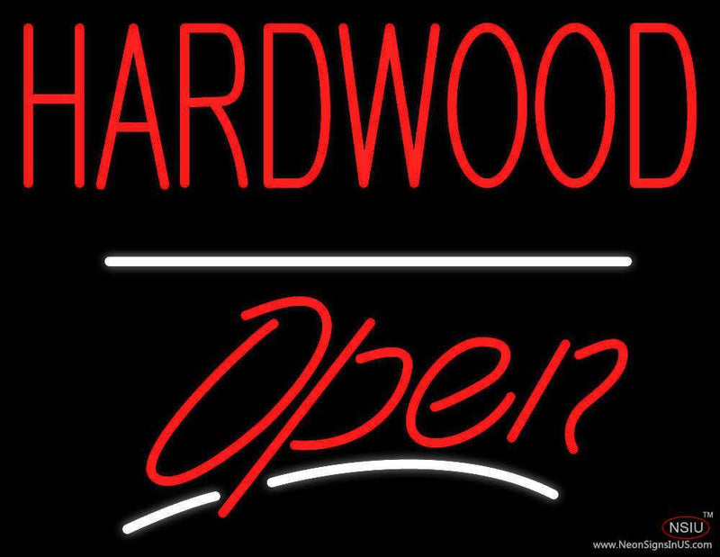 Hardwood Script Open White Line Handmade Art Neon Sign
