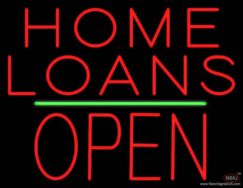 Home Loans Block Open Green Line Real Neon Glass Tube Neon Sign